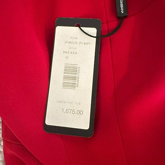 ✨Dolce & Gabbana Size US 6/ IT42 Women's Red Scoop Neck Midi Length Dress New✨ - Picture 4 of 9